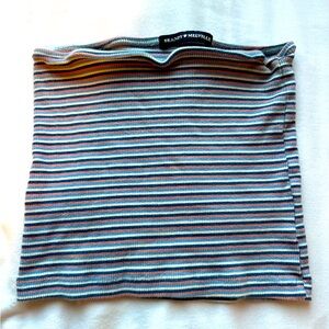 BRANDY MELVILLE | Women's multi-color ribbed-texture striped tube top.